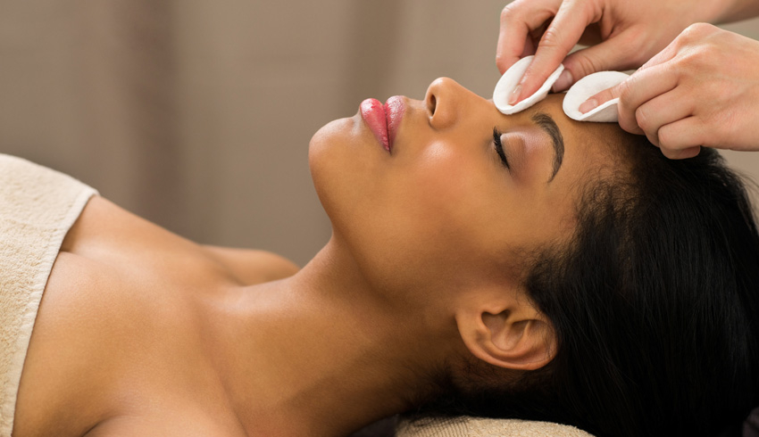 A woman getting a facial